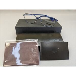 Persol PO1005V 1152 Oval Eyewear Frames, Blue/Demo Lens, 56 mm Italy